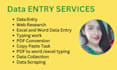 do error free data entry, typing, web research task