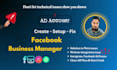 fix up issues or setup facebook business manager and page
