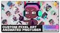 make animated pngtuber, vtuber in a pixel art anime style