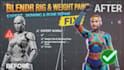 fix blender rigging, weight paint, bone roll and character mesh skinning issues