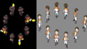 create pixel art character sprites and animations, pixel game assets