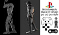 design ps1 psx lowpoly character for retro animation, indie dev projects, vtuber