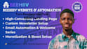 design beehiiv website landing page and email automation