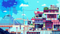 create pixel art background scene landscape game environment game art