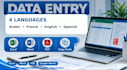 do arabic spanish french english data entry