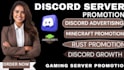 promote your minecraft server  gaming server, rust discord, fivem server, dayz