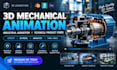 create 3d mechanical animation, industrial animation technical product video