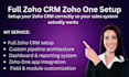 do a complete zoho CRM or zoho one setup, configuration, and customization