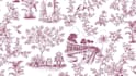 toile de jouy pattern design with vintage textile design hand drawn