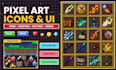 create pixel art icon, ui sprite, item, menu weapon game asset pack 16x16 button