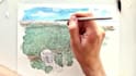 create a handcrafted architectural sketch illustration