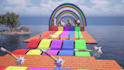 long slide fountain crossing 3d animation