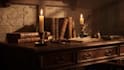 write an escape room game premise, plot, puzzles, and lore