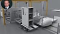 create 3d industrial assembly line visualization, automated production video