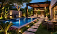 backyard landscape design, 3d landscape design, frontyard pergola rendering