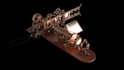 design game prop concept art with orthographic sheets and 3d blockout