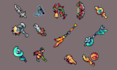 do pixel visual effect, particle effect, vfx, elements, pixel assets retro game
