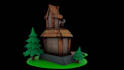 model a cartoon style 3d house for your project
