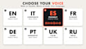 create a natural ai voice over in 10 languages