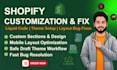setup shopify store, fix design issues, and customize liquid code