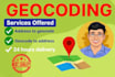 geocode and reverse geocode from addresses to latitude longitude in 24hrs