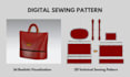 develop clo3d sewing pattern for leather bag and tote bag