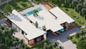 design architectural concept with floor plan, elevation and 3d rendering