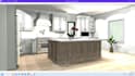 provide 2d and 3d renderings of kitchen with notated plans