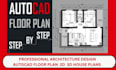 professional architecture design autocad floor plan  2d  3d house plans