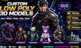 create 3d low poly model for game streaming vrchat vtuber and game character