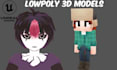 create 3d low poly character rig and animate retro  model ps2 ps1 n64 y2k style