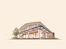 sketch architectural exterior view of buildings and store