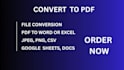 convert pdf to google sheet, docs, word excel, csv, png, jpeg etc