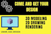 design 2d and 3d projects in autocad and autodesk inventor