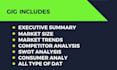 do market research, niche, swot, and competitors analysis