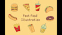 draw 5 food illustration in flat vector style