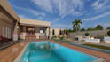 design garden landscape, backyard, patio, fireplace and 3d rendering