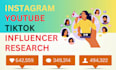find best instagram, youtube and tiktok influencer listing and research