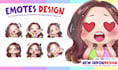 create cute adorable emotes, badges, sub badges design for twitch or kick