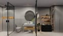 do washroom design and bathroom interior 3d rendering